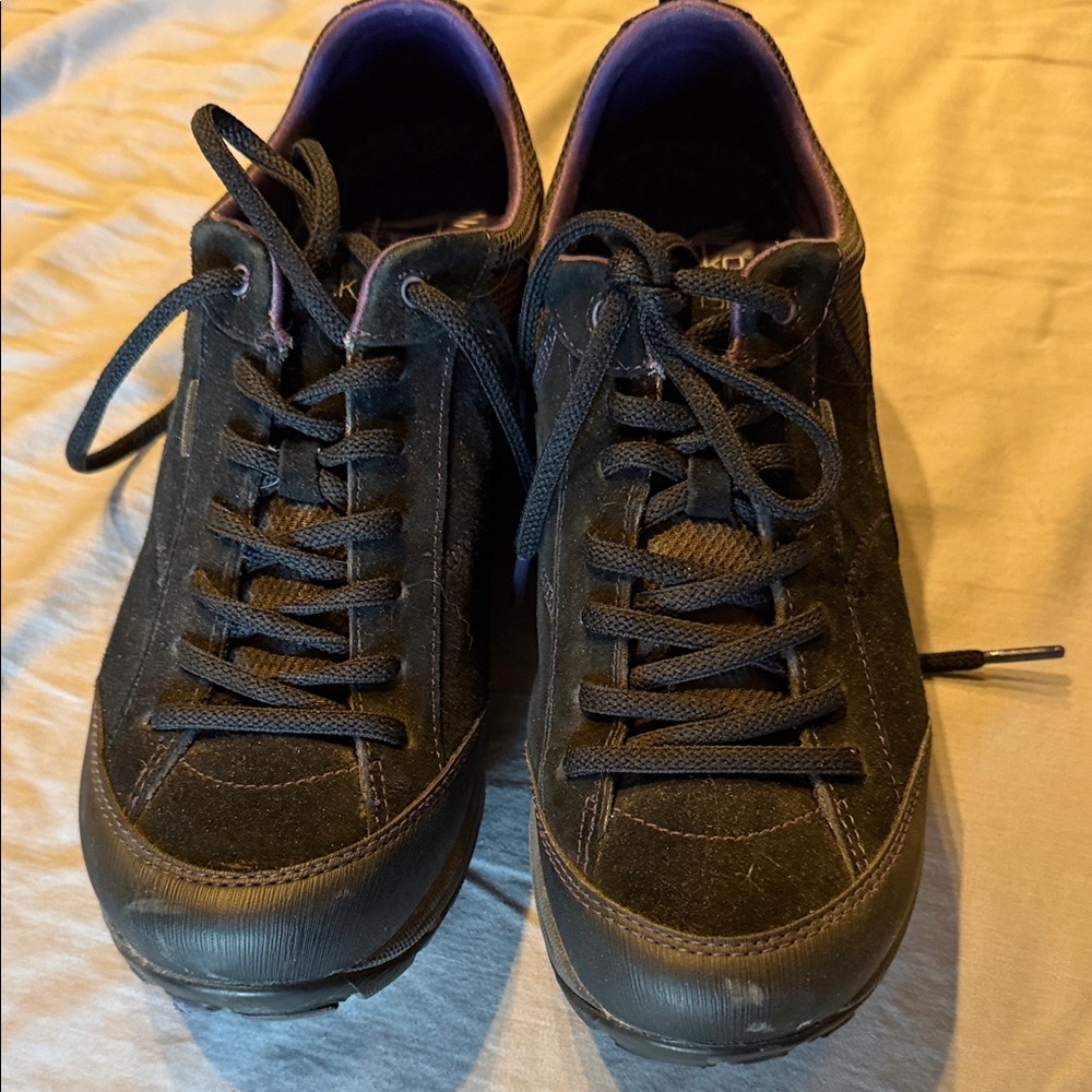 Womens Dansko Black Suede Lace-Up Casual Sneakers